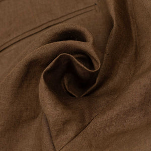 x Sartoria Carrara: pleated trousers in Drapers tobacco brown linen (separates)