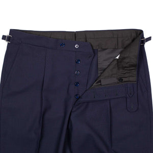 x Sartoria Carrara: pleated trousers  in navy Ascot 4-ply wool (separates)