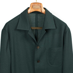 x Sartoria Carrara: chore jacket in dark green wool "seersucker"