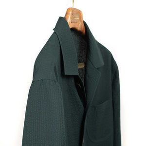 x Sartoria Carrara: chore jacket in dark green wool "seersucker"