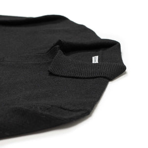 Long sleeve knit polo in black alpaca and wool