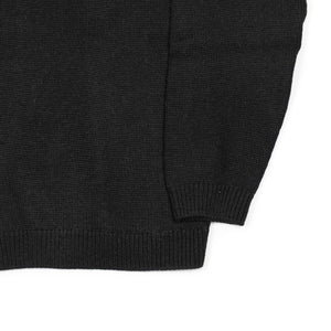 Long sleeve knit polo in black alpaca and wool