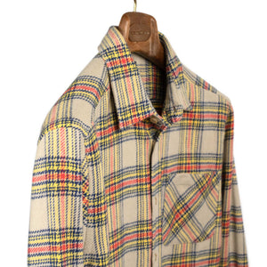 Lars shirt in beige, navy, red, and yellow plaid cotton flannel