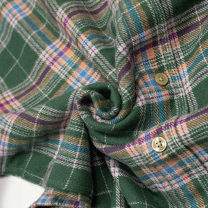 Olissipo shirt in green, purple, and orange plaid cotton flannel