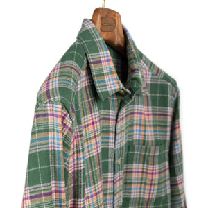 Olissipo shirt in green, purple, and orange plaid cotton flannel