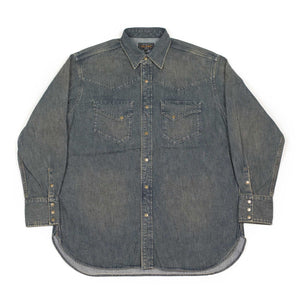 Western shirt in faded blue cotton