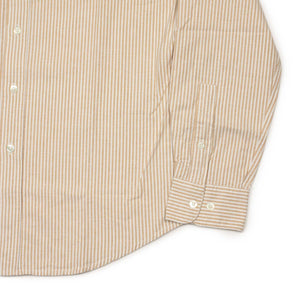 Oxford cloth shirt in beige and ecru striped cotton