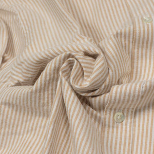 Oxford cloth shirt in beige and ecru striped cotton