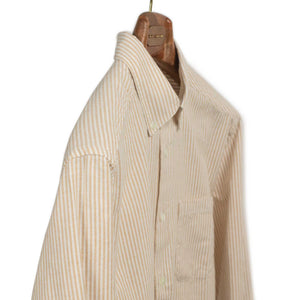 Oxford cloth shirt in beige and ecru striped cotton