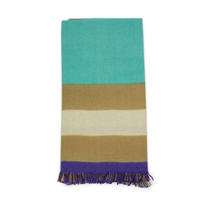 Abstract stole in turquoise and beige merino wool