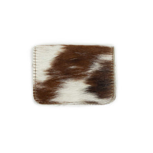 Double card holder in natural hair-on calf leather