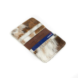 Double card holder in natural hair-on calf leather