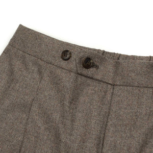 Pleated higher-rise easy pants in light brown nailhead wool