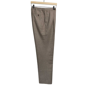 Pleated higher-rise easy pants in light brown nailhead wool