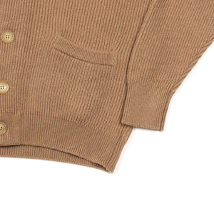 Shawl collar cardigan jacket in genuine camelhair