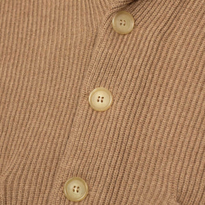 Shawl collar cardigan jacket in genuine camelhair