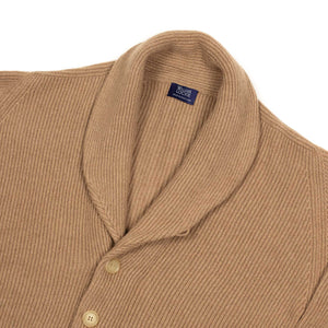 Shawl collar cardigan jacket in genuine camelhair