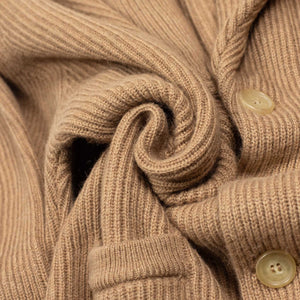 Shawl collar cardigan jacket in genuine camelhair