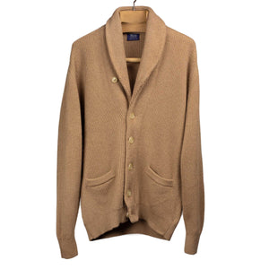 Shawl collar cardigan jacket in genuine camelhair