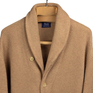 Shawl collar cardigan jacket in genuine camelhair