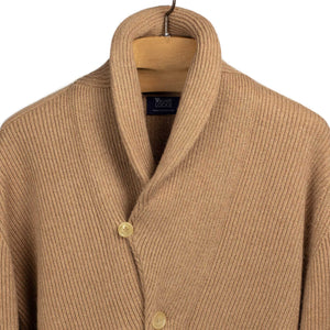 Shawl collar cardigan jacket in genuine camelhair