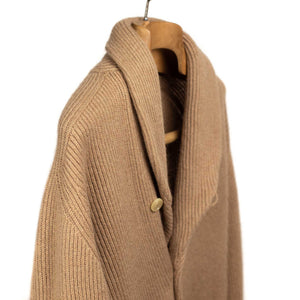 Shawl collar cardigan jacket in genuine camelhair