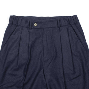 Easy trousers in navy melange wool flannel