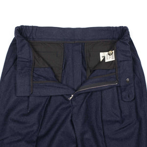 Easy trousers in navy melange wool flannel