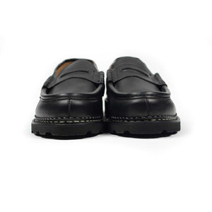 Reims piped seam loafers in Noir Lisse black leather