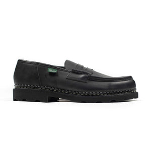 Reims piped seam loafers in Noir Lisse black leather