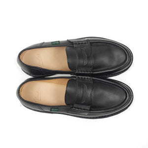 Reims piped seam loafers in Noir Lisse black leather