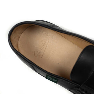 Reims piped seam loafers in Noir Lisse black leather