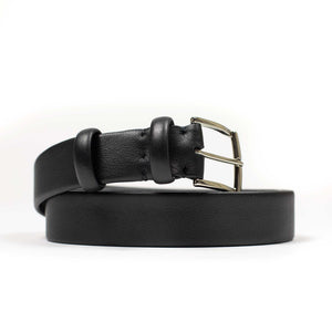 Black smooth calf "tubo" tubular dress belt  No Man Walks Alone