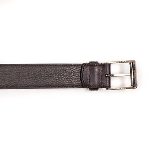 Dark Brown Saffiano leather dress belt No Man Walks Alone Dark Brown Saffiano leather dress belt No Man Walks Alone