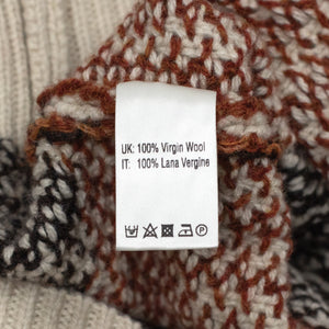 GRP FW25 Folk cardigan in brown and rust geometric jacquard virgin
