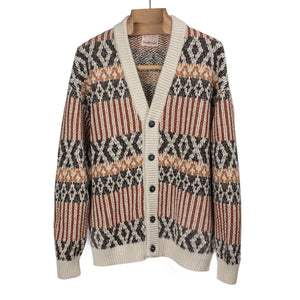 GRP FW25 Folk cardigan in brown and rust geometric jacquard virgin