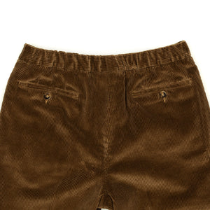 Pleated easy pants in tobacco brown Brisbane Moss cotton corduroy (restock)