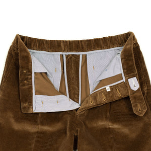 Pleated easy pants in tobacco brown Brisbane Moss cotton corduroy (restock)