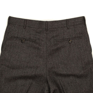 Manhattan high-rise wide tapered pleated trousers in grey tweed-like herringbone wool cashmere (restock)