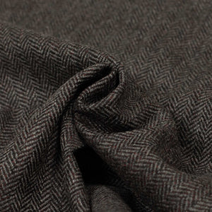 Manhattan high-rise wide tapered pleated trousers in grey tweed-like herringbone wool cashmere (restock)