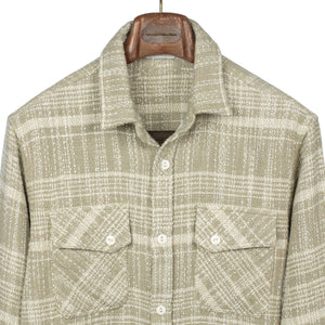 Crosscut flannel overshirt in Alabaster jacquard
