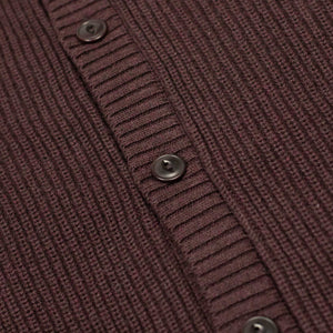 Collared cardigan in burgundy pima cotton
