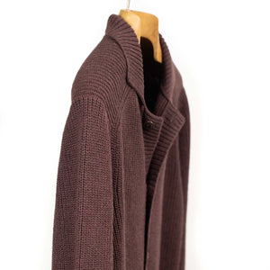 Collared cardigan in burgundy pima cotton
