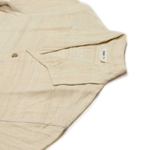 Leisure shirt in ivory handloomed raw silk