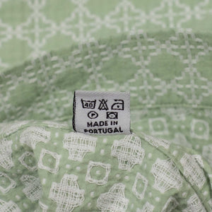 Resort shirt in seafoam green cotton rattan weave