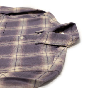 Utility shirt in faded lilac shadow plaid flannel