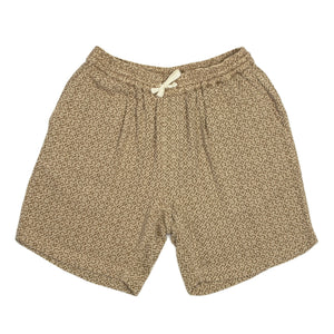 Maze jacquard shorts in ecru and nutmeg cotton