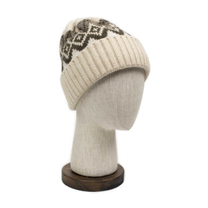 Nordic beanie in cream and taupe Italian wool