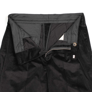 Simple straight leg trousers in black cotton microcorduroy