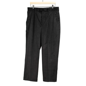 Simple straight leg trousers in black cotton microcorduroy